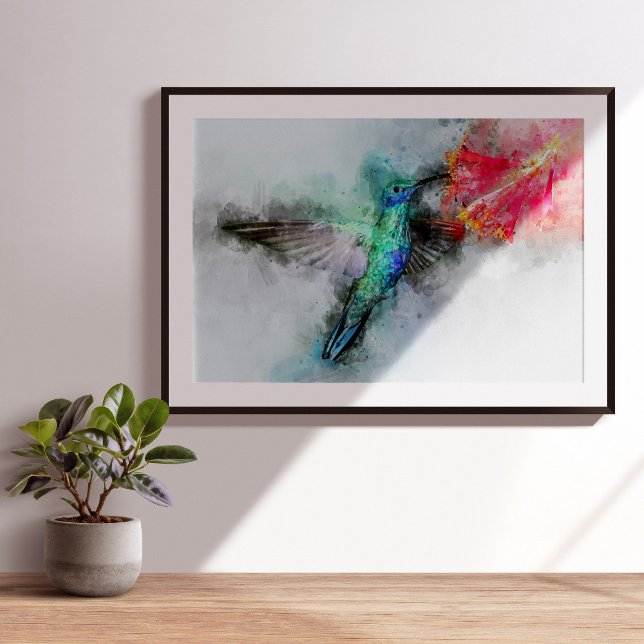 Hummingbird mit Blume Wasserfarbe - 01 Poster (Von Creator hochgeladen)