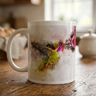 Hummingbird mit Blume Wasserfarbe - 04 Kaffeetasse