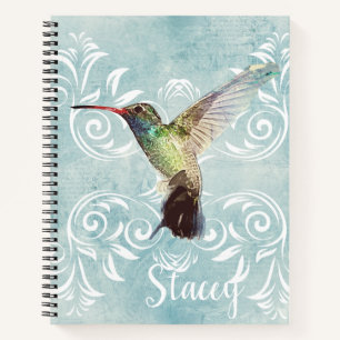 Hummingbird mit Geblüht Hintergrund Notizbuch