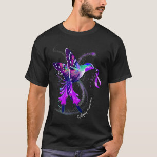 Hummingbird mit Lila Ribbon-Epilepsie Awarene T-Shirt