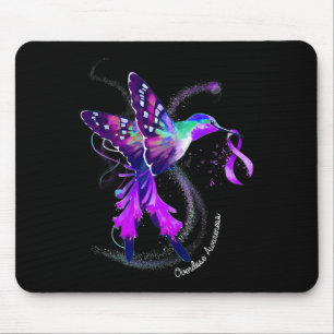 Hummingbird mit Lila Ribbon-Überdosierung Awarene Mousepad