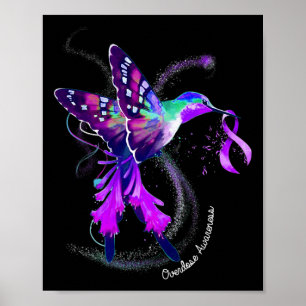 Hummingbird mit Lila Ribbon-Überdosierung Awarene Poster