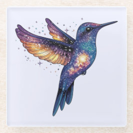 Hummingbird mit Sternenhimmel-Galaxy-Vogel Glasuntersetzer