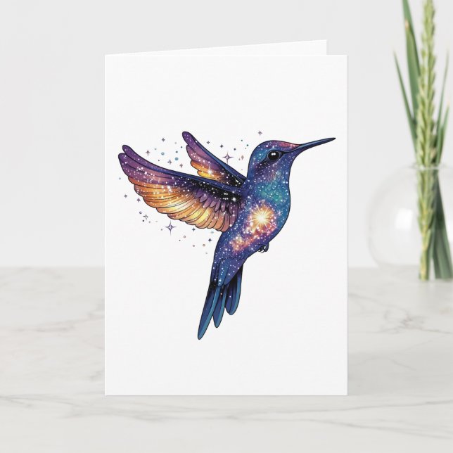 Hummingbird mit Sternenhimmel-Galaxy-Vogel Karte (Vorderseite)