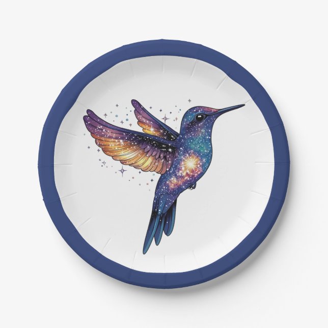 Hummingbird mit Sternenhimmel-Galaxy-Vogel Pappteller (Vorderseite)