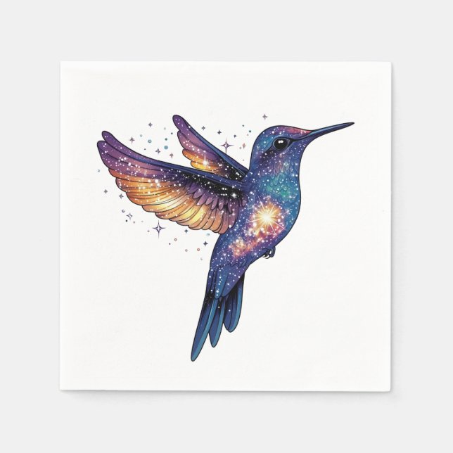 Hummingbird mit Sternenhimmel-Galaxy-Vogel Serviette (Vorderseite)