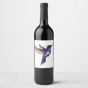 Hummingbird mit Sternenhimmel-Galaxy-Vogel Weinetikett