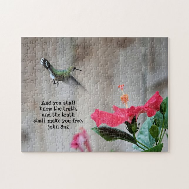 Hummingbird, mit Verse (John 8:32) Puzzle (Horizontal)