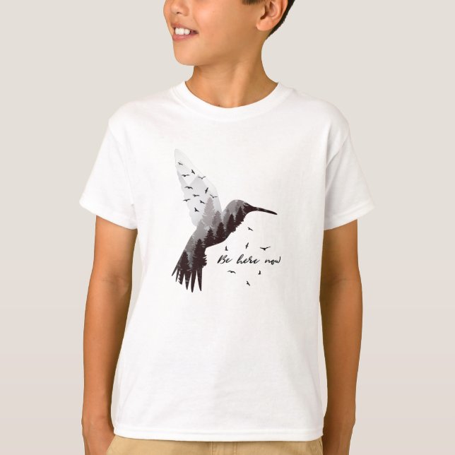 Hummingbird mit Wald ist jetzt hier T-Shirt (Vorderseite)
