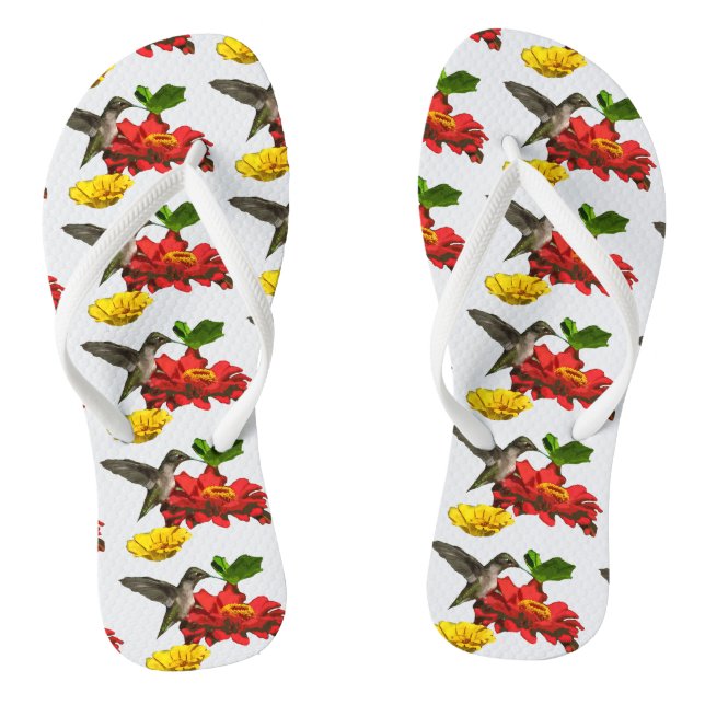 Hummingbird mit Zinnia-Blume Flip Flops (Fußbett)