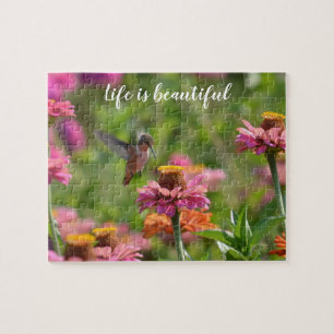 Hummingbird mit Zinnia-Blume Puzzle