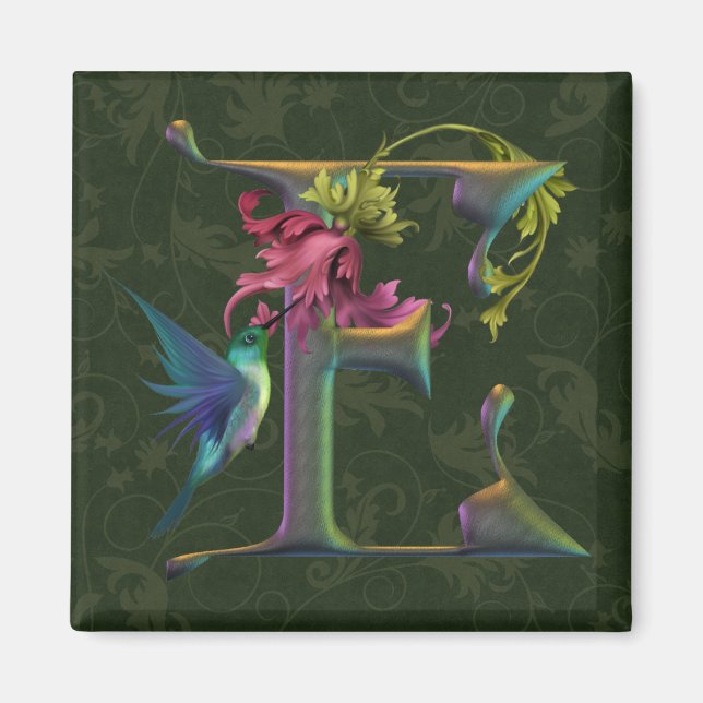 Hummingbird Monogram E Magnet (Vorne)