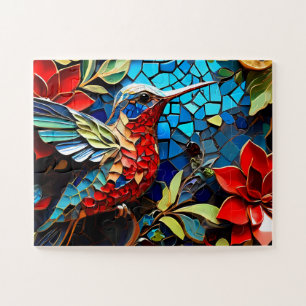 Hummingbird Mosaic Design Jigsaw Puzzle