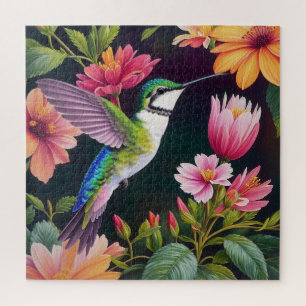 Hummingbird Multicolor Floral Puzzle