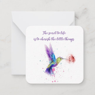 Hummingbird notecard 2,5 x 2,5 mitteilungskarte