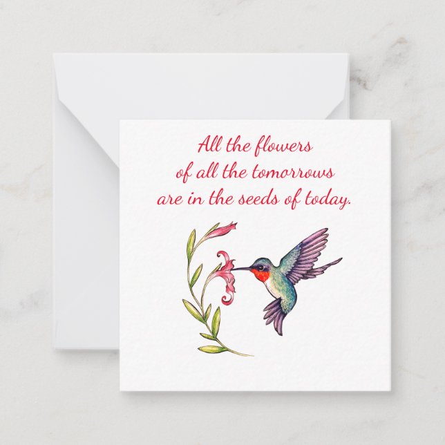 Hummingbird notecard 2,5 x 2,5 mitteilungskarte (Vorderseite)