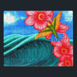 Hummingbird Ocean Puzzle<br><div class="desc">Fun & Floral Hummingbird Waving at You on a Wave. I Really Like How This Combination Came Out. Hope You Do To. Makes a Beautiful Gift for the Flower or Hummingbird Fan in Your Life! That is After the One You Buy for Yourself... Add Text to Personalize for Any Season...</div>