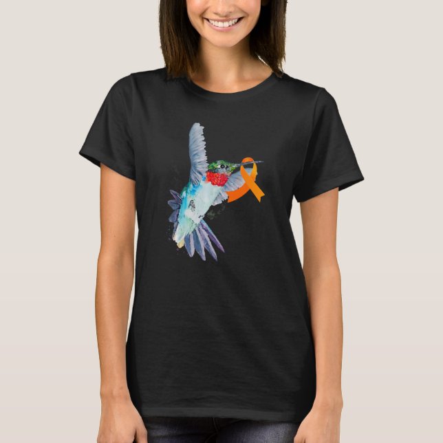 Hummingbird & Orange Ribbon Leukemia Bewusstsein M T-Shirt (Vorderseite)