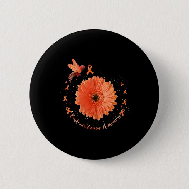 Hummingbird Orange Sonnenblumen Leukämie Tumorware Button (Vorderseite)