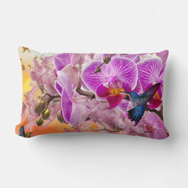 Hummingbird Orchids Blume dekorative Throw Kissen (Vorderseite)