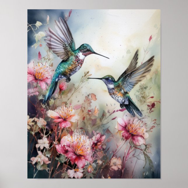 Hummingbird Painting Art Print Poster (Vorne)