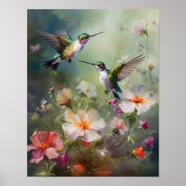Hummingbird Painting Art Print Poster (Vorne)
