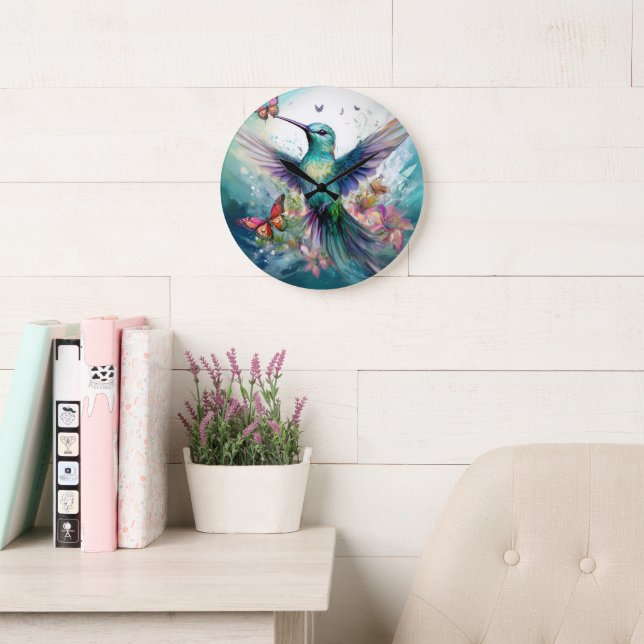 Hummingbird Paradise Große Wanduhr (Lesesaal)