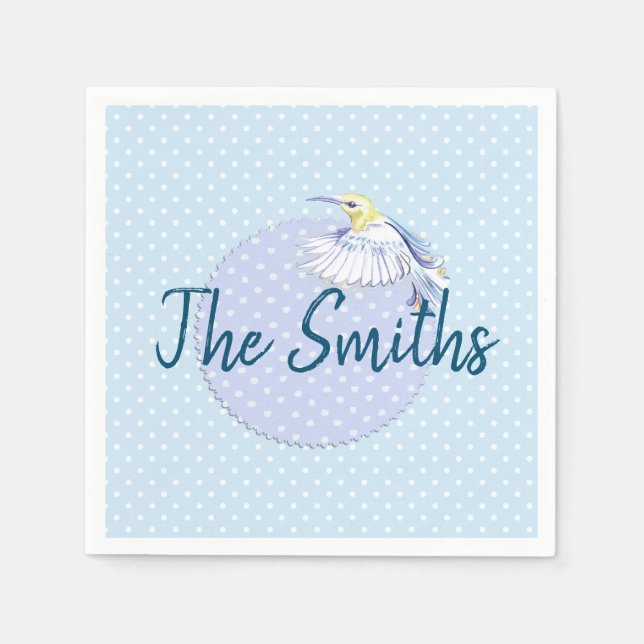 Hummingbird Patch über Polka Dots Serviette (Vorderseite)