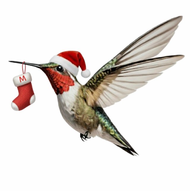 Hummingbird Personal Monogram Christmas Ornament Fotoskulptur Ornament (Vorne)