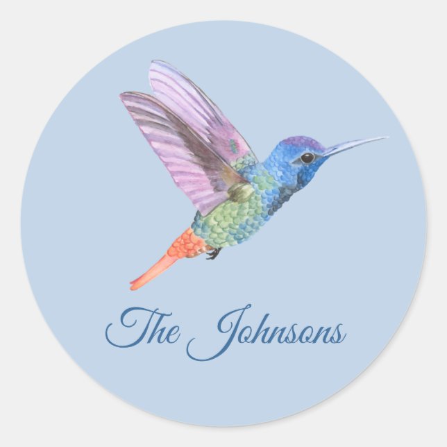 Hummingbird Personalisiert Stickers Blue (Vorderseite)