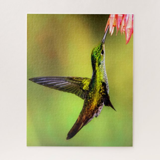 Hummingbird Pink Blume Bird Puzzle (Vertikal)