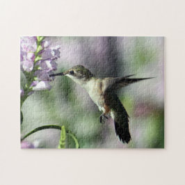 Hummingbird Pink Floral Wildlife Foto Puzzle