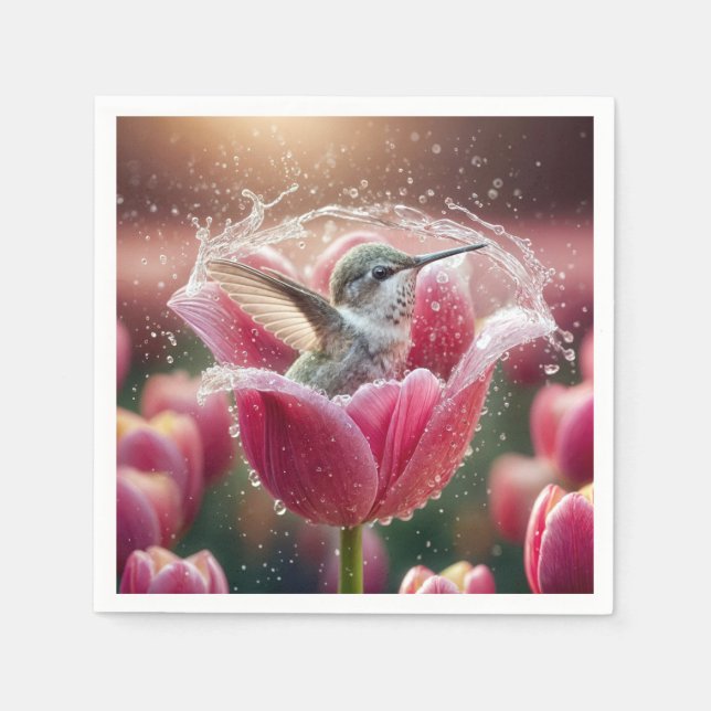 Hummingbird plasht in einem Tulip Serviette (Vorderseite)