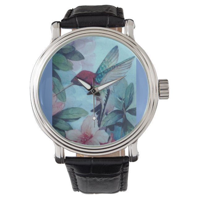 Hummingbird Print Armbanduhr (Vorderseite)