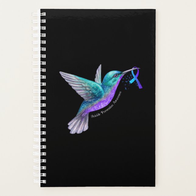 Hummingbird Purple Blue Ribbon Suicide Prevention Planer (Vorderseite)