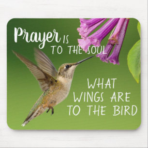 Hummingbird Purple Flowers Christliches Gebet Mousepad
