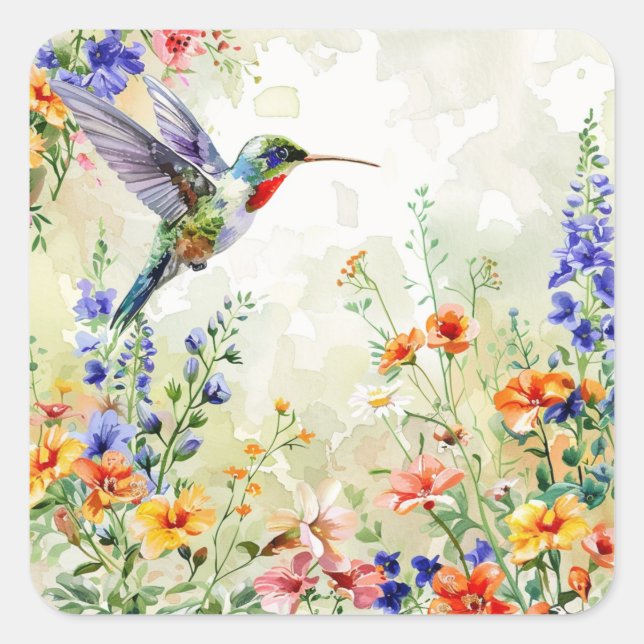 Hummingbird Quadratischer Aufkleber (Vorderseite)