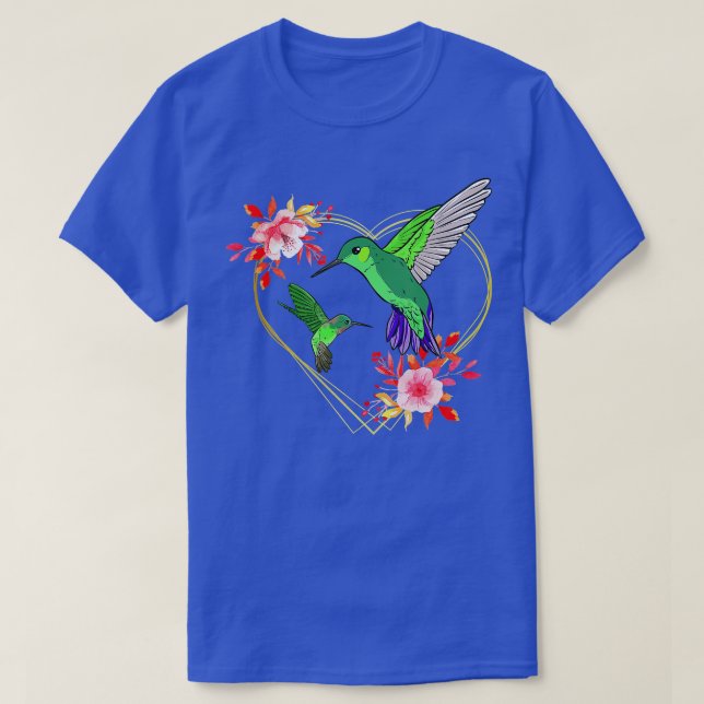 Hummingbird Red Heart Blume Humminbird Hummingbi T-Shirt (Design vorne)
