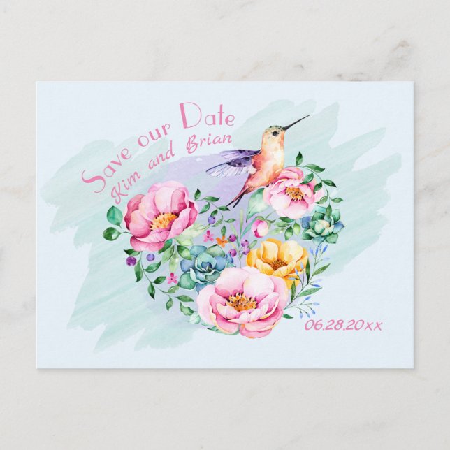 Hummingbird Rette unser Datum Postkarte (Vorderseite)