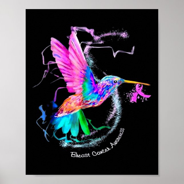 Hummingbird ribbon breast cancer awareness poster (Vorne)