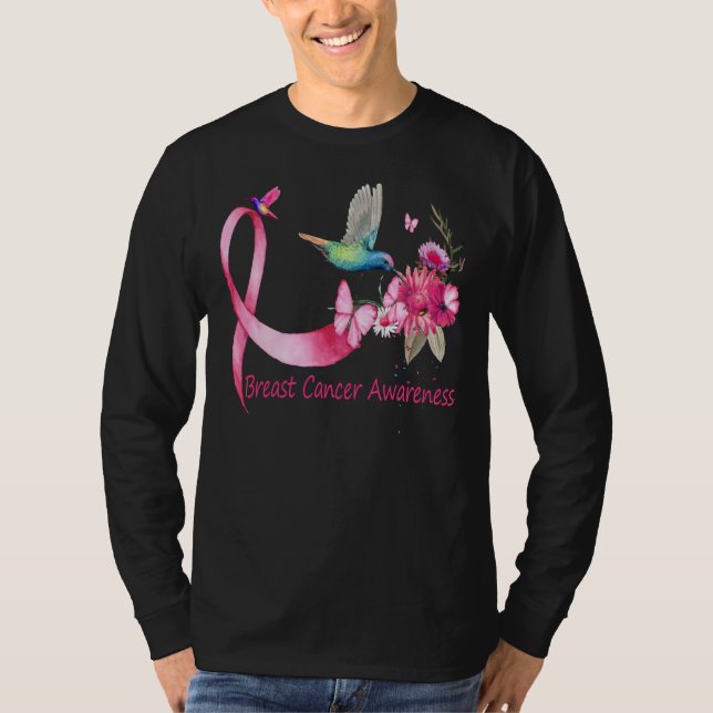 Hummingbird ribbon breast cancer awareness T-Shirt (Vorderseite)