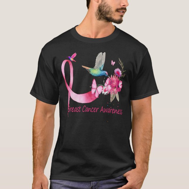 Hummingbird ribbon breast cancer awareness T-Shirt (Vorderseite)