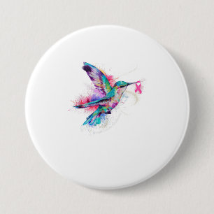 Hummingbird Ribbon Brustkrebs Bewusstsein Button