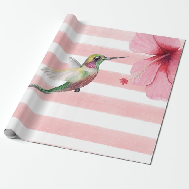 Hummingbird. Rosa und Weiß. Geschenkpapier (Ungerollt)