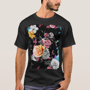 Hummingbird, Rose: Aquarellfarbener Hintergrund T-Shirt