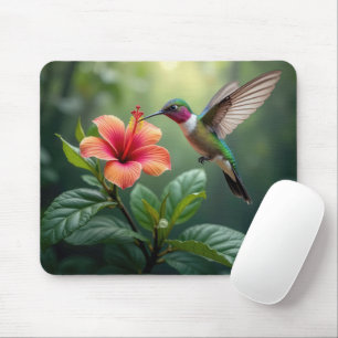 Hummingbird schwingt über einen Hibiskus Mousepad