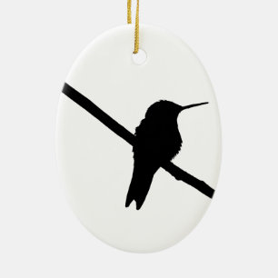 Hummingbird-Silhouette Keramik Ornament