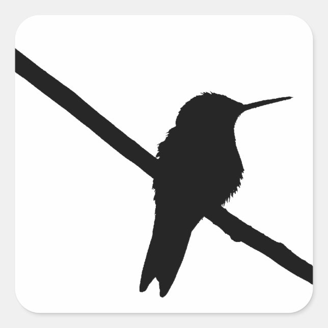 Hummingbird-Silhouette Quadratischer Aufkleber (Vorderseite)