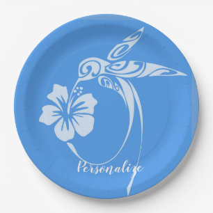 Hummingbird Simple & Elegant Blue & White Pappteller