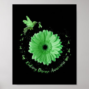 Hummingbird Sonnenblume Grüne Ribbon Nierenerkrank Poster